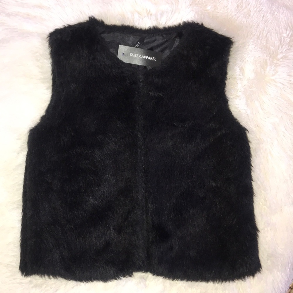 New Faux Black Fur Vest